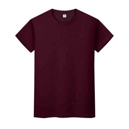 hombres y mujeres cuello redondo color sólido camiseta verano algodón fondo manga corta media manga 1GB38i