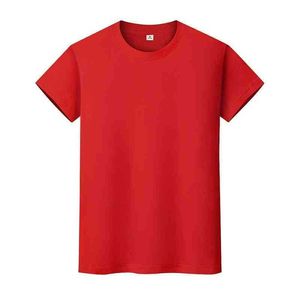 Mannen en vrouwen ronde hals effen kleur t-shirt zomer katoenen bottoming short-mouwen half mouwen jbeji