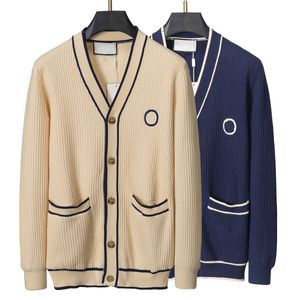 Cardigan à manches longues pour hommes et femmes, pull à la mode avec boutons décontractés, pull en laine avec lettres imprimées, M-3XL