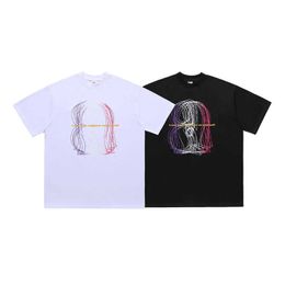 hommes et femmes T-ShirtsLawFoo Printemps/Été China-Chic Brand American Street Print Petit Décolleté Coton Cap Épaule Drop Loose Edition Couple T-shirt Mode