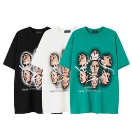 Men and Women t-shirtsvivgae modemerk High Street 16 stuks 220G Direct Spray Printing Losse versie China-chic mannen en vrouwenliefhebbers t-shirt mode