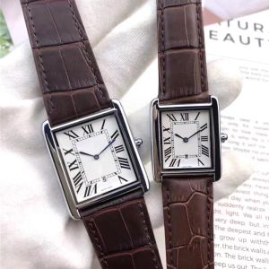 Heren- en dameshorloges Luxe tankhorloge van hoge kwaliteit voor dames Jurk Zakelijk horloge Quartz uurwerk Leren band Waterdicht Deisgner horloges