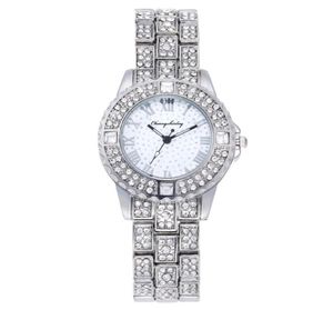 Hommes et femmes regardent le mouvement du quartz glacé de la robe décontractée toute la batterie de la montre en diamant analogue de bracelet analogique étanche Sh5906858