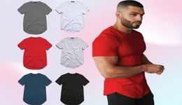 Mannen en Women039s gebogen lange lijn hiphop t-shirt losse mode top tee kleding men039s fit stedelijke spier tshirt TX1456706172