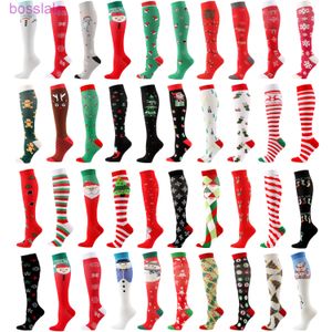 Calcetines deportivos para hombre y mujer, calcetín de compresión con estampado, Navidad, otoño e invierno, 2022