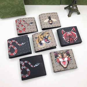 Men Animal Designer Cardholder Fashion Short Wallet Leather Black Snake Tiger Bee Dames Luxe portemonnee Kaarthouders met doos Topkwaliteit 240315