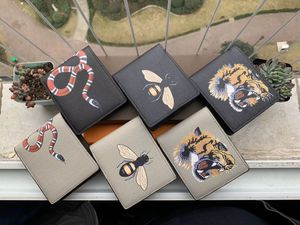 Hommes Animal Designer Mode Court Portefeuille En Cuir Noir Serpent Tigre Abeille Homme Femmes De Luxe Bourse Porte-Cartes Avec Boîte-Cadeau