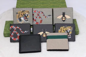 Hombres diseñadores de animales Moda Cartera corta Cuero Negro Serpiente Tigre Bee Mujeres Monedero de Lujo Titulares con caja de regalo Top Calidad