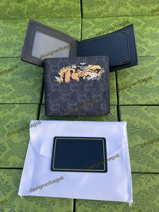 Hombres diseñadores de animales moda billetera corta cuero serpiente negro tigre bee bee mujeres portavas de cartas de lujo con caja de regalo de calidad superior 60223