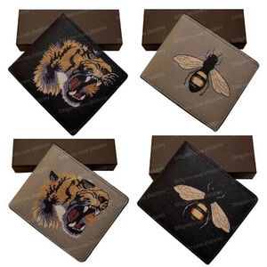 Men Animal Short Wallet Leather Black Snake Tiger Bee Wallets Fashion Man Purse Multi-Card Open Card Holders Portemonnees met cadeaubon1914