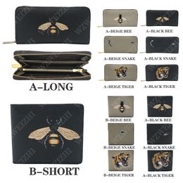 Homens carteira de couro animal preto bege cobra tigre abelha carteiras mulheres longo curto carteira estilo moda bolsa carteira titular do cartão wit287j