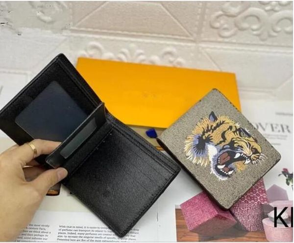 Hommes animaux portefeuilles Designers mode court portefeuille en cuir noir serpent tigre abeille femmes luxe porte-cartes porte-cartes avec boîte-cadeau