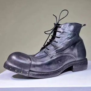 Mannen Enkellaarsjes Echt Leer Retro Mannen Handgemaakte Schoenen Big Size Mannen Winter Laarzen p30d50