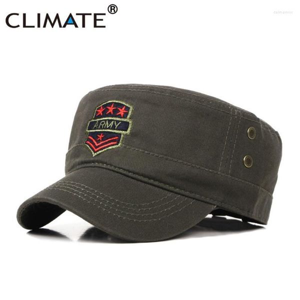 Casquette militaire pour hommes, chapeau militaire, casquette de Baseball, vert Cool, réglable, étoiles rouges, dessus plat, à large bord, Delm22