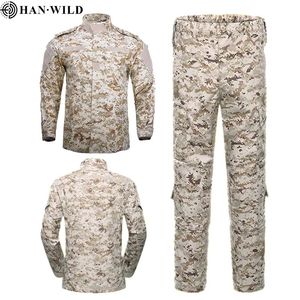 Men Army Military Uniform Tactical Suit ACU Forces Combat Shirt Coat Pant Set Camouflage Militar Soldier Clothes 12 Color 201116