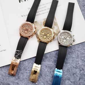 Heren automatisch mechanisch horloge diamanten ring klassieke stijl 40 mm rubberen band roestvrijstalen wijzerplaat diamanten gezicht horloge saffier super helder horloge directe verkoop