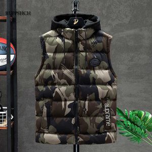 Hommes Automne et hiver Coton Gilet Camouflage Gilet Femmes Extérieure Élastique Chaleur Hiver Coupe-Vent Veste Chaude Oversize 211019