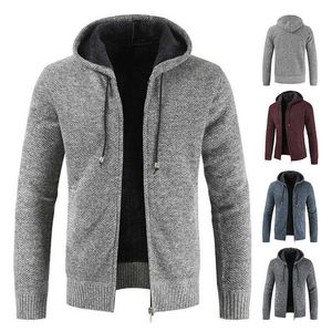 Men Autumn Casual Dikke Warm Warm Hooded Sweater Cardigan Jumper Winter Fashion Loose Fit Fleece Sweaters Breat Jacket 210909