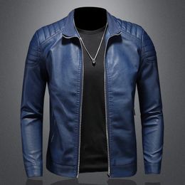 Men Autumn Fashion Motorcycle 2023 Slim Streetwear Baseball Outdoor Pu Leather Jacket Bomberbomber Casual Blazers Coat 231227