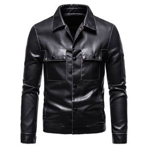 Hommes automne hiver noir Faux cuir vestes hommes fermeture éclair manteau de base moto motard coupe-vent mâle PU vêtements décontractés 4XL 220816