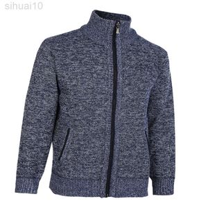 Men Autumn Winterkleding Wool Cardigan Warm Dikke vaste vaste mouw Zipper gebreide trui Katoen Casual Man Sweaters L220801