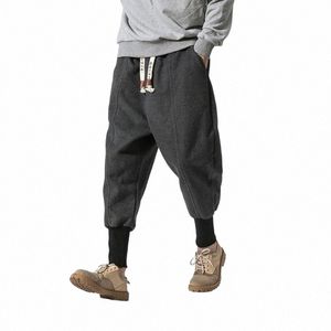 Hommes Automne Hiver Laine Lâche Épais Chaud Casual Pantalon Mâle Streetwear Hip Hop Harem Pantalon Joggers Pantalon de Survêtement v9LU #