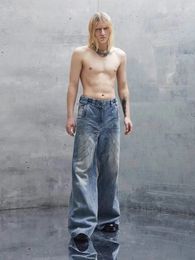 Nofaith studios Jeans de créateur jeans violets Heavy Industry Wave Ripple Wash noir gris Micro corne Denim pantalon ample