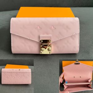 10a miroir qualité long portefeuille Vintage luxe Designer porte-cartes femmes porte-monnaie hommes en cuir véritable en relief rose porte-clés pochette clé porte-monnaie en or