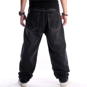 Hommes Baggy Jeans Hiphop Skateboard Loose Denim Street Dance Hip Hop Rap Traft Noir Male Taille surdimensionnée 30 240323