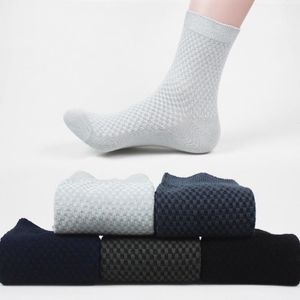 Hommes chaussettes en fibre de bambou hommes respirant Compression longue affaires décontracté homme équipage chaussette blanc noir gris Sox Soks hommes