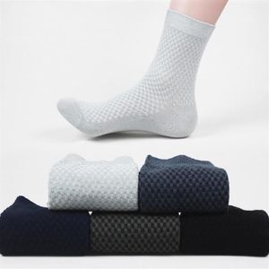 Hommes chaussettes en Fiber de bambou hommes respirant Compression longue affaires décontracté mâle équipage chaussette blanc noir gris Sox Soks Men's262v