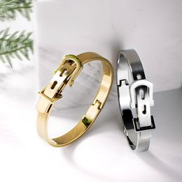 Mannen Bangle Titanium stalen Romeinse numerale armband riem gesp armbanden luxe sieraden