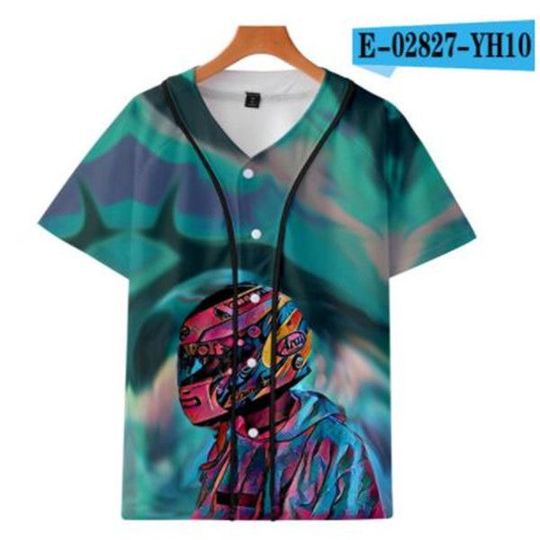 Masculino Baseball Jersey 3d T-shirt Impresso Button Shirt Unisex Summer Casual Undershirts Hip Hop Tees 075