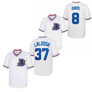 Hombres Jersey de béisbol 8 DAVIS 37 LALOOSH Costura Bordado Ropa deportiva al aire libre Hip Hop Street Culture Blanco 240305