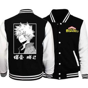 Uniforme de Baseball pour hommes, vêtements de sport d'automne, veste bombardier My Hero Academia Bakugou Katsuki imprimé Hip Hop pour hommes Coats2614