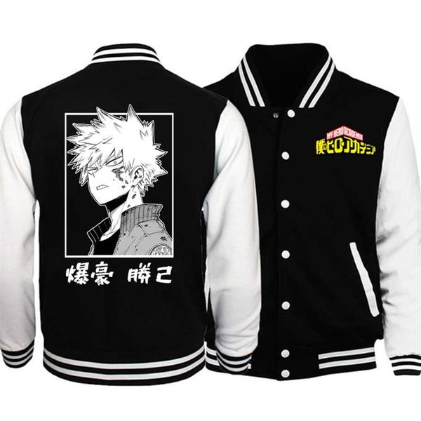 Uniforme de Baseball pour hommes, vêtements de sport d'automne, veste bombardier My Hero Academia Bakugou Katsuki imprimé Hip Hop pour hommes Coats309T