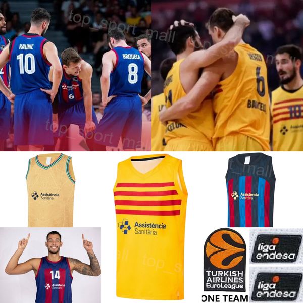 Basketball imprimé Baloncesto Barca Lassa 22 Cory Higgins Jersey 13 Tomas Satoransky 12 Nikola Kalinic 1 Oscar Da Silva 8 Dario Brizuela 44 Joel Parra Liga A Hommes