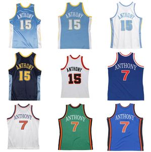 Gestikte basketbalshirts Carmelo 7 Anthony #15 2003-04 11-12 mesh hardhout klassieke retro jersey heren dames jeugd S-6XL