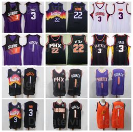 Hombres Baloncesto Devin Booker Jersey 1 DeAndre Ayton 22 Chris Paul 3 Para fanáticos del deporte Equipo transpirable Visitante Negro Blanco Púrpura Naranja Algodón puro Alta calidad En oferta