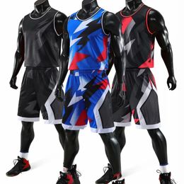 Jersey de baloncesto de hombres establece uniformes kits de ropa deportiva transpirable entrenamiento juvenil jerseys pantalones cortos personalizados 240522
