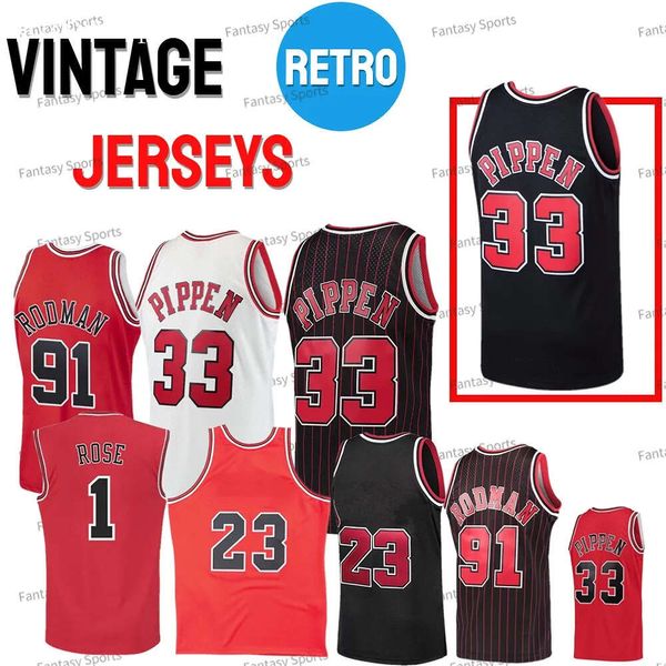 Men de basket-ball Jerseys Dennis 91 Rodman Scottie 33 Pippen 6 Alex Caruso Derrick 1 Rose 11 Demar Derozan 23 Michael 2 Lonzo Ball Zach 8 Lavine Mens Shirt Jerseyss