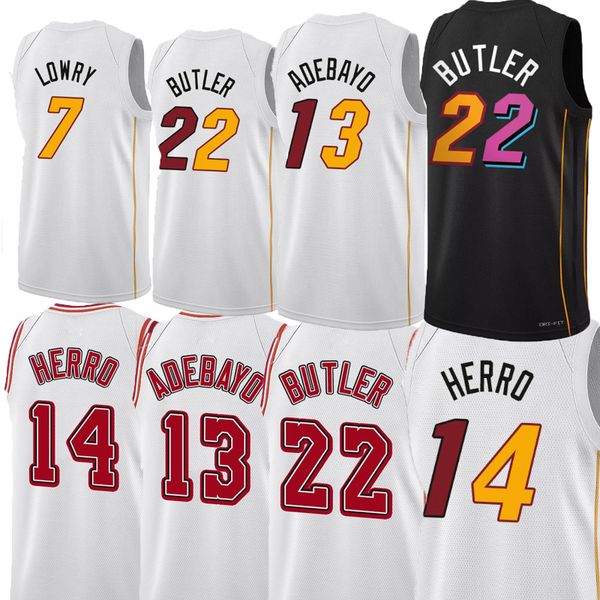 Maillots de basket-ball pour hommes, Jimmy Butler, Tyler Herro, Kyle Lowry, Dwyane Wade Bam, Adebayo, Duncan Robinson, Kevin Love, Nikola Jovic, Caleb Martin, R.J. Maillot Hampton