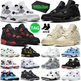 Hommes Basketball Jumpman 4 Chaussures Militaire 4s Black Cat Toile Fire Red Thunder Blanc Oreo Hyper Royal Femmes Baskets Sport Baskets Tennis 36-50