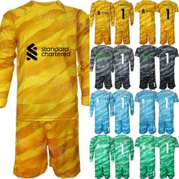 Clubteam Heren Jeugdvoetbal Doelman 22 Simon Mignolet Jersey Set 23-24 Lange mouw GK 1 Alisson Becker 13 Adrian 25 Pepe Reina Keeper Voetbalshirt Kits LiWuPu