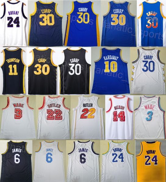 Hommes Basketball Klay 11 Thompson Jersey Tim Hardaway Stephen Curry 30 10 Dwyane Wade 3 Tyler Herro 14 Jimmy Butler 22 City Earned Icon Cousu Bleu Blanc Noir Jaune