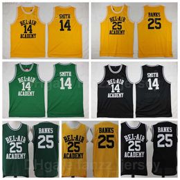 Men Basketball Moive van de Fresh Prince 14 Will Smith Jerseys 25 Carlton Banks Bel-Air (Bel Air) Academy (TV Sitcom) Green Yellow Black Team Sports All Stitched Sale