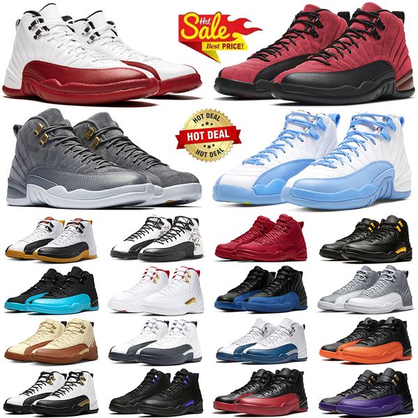 Zapatillas de baloncesto para hombre 12 Dark Grey Flu juego Zapatillas blancas Michigan para hombre Zapatillas deportivas venta en línea