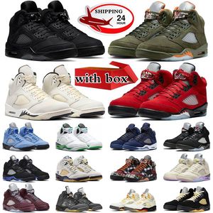 avec boîte 5 5s chaussures de basket-ball baskets Black Cat Olive Sail Midnight Navy UNC baskets pour hommes sport