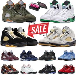 Heren Basketbalschoenen 5 Jumpman Sneakers 5s Aqua Zwart Metallic 5s Olive Lucky Green Midnight Navy Dusk Racer Blue Raging Bull Zwart Metallic sportschoenen