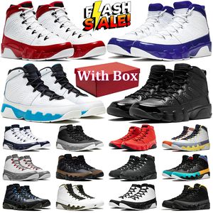 Avec la boîte 9 9s Chaussures de basket-ball pour hommes POUCHE BLEU BLEUT